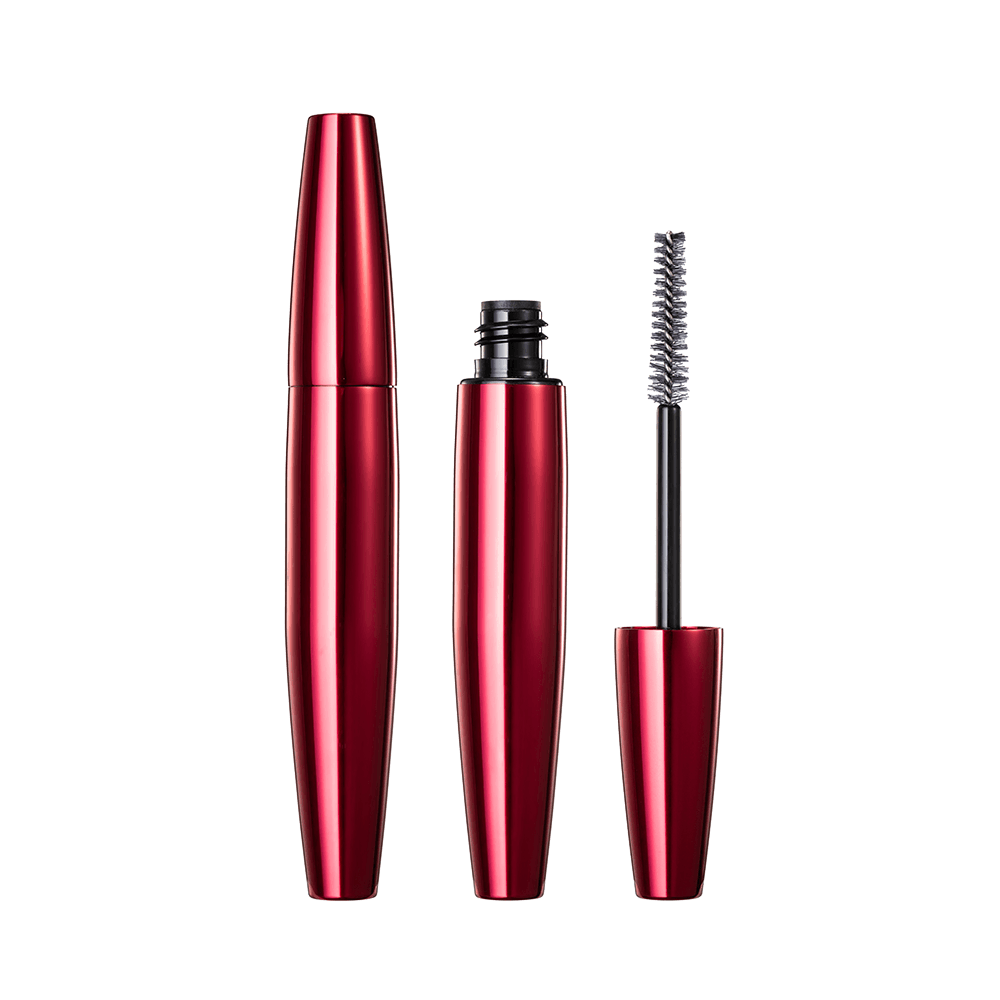 Tubo de rímel de aluminio con forma de bolígrafo rojo brillante